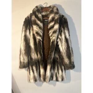 Vintage Faux Fur Coat Jacket Detailed Size M